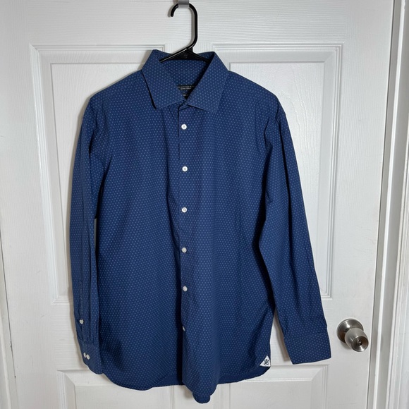 John Varvatos USA Button Down Shirt Navy Blue Printed Regular Fit Size LG - Picture 10 of 10